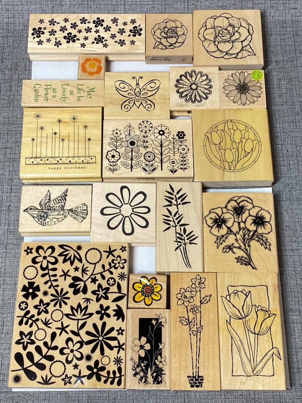 Large Lot of Vintage Assorted Rubber Stamps 20pc Bundle New Old Stock
